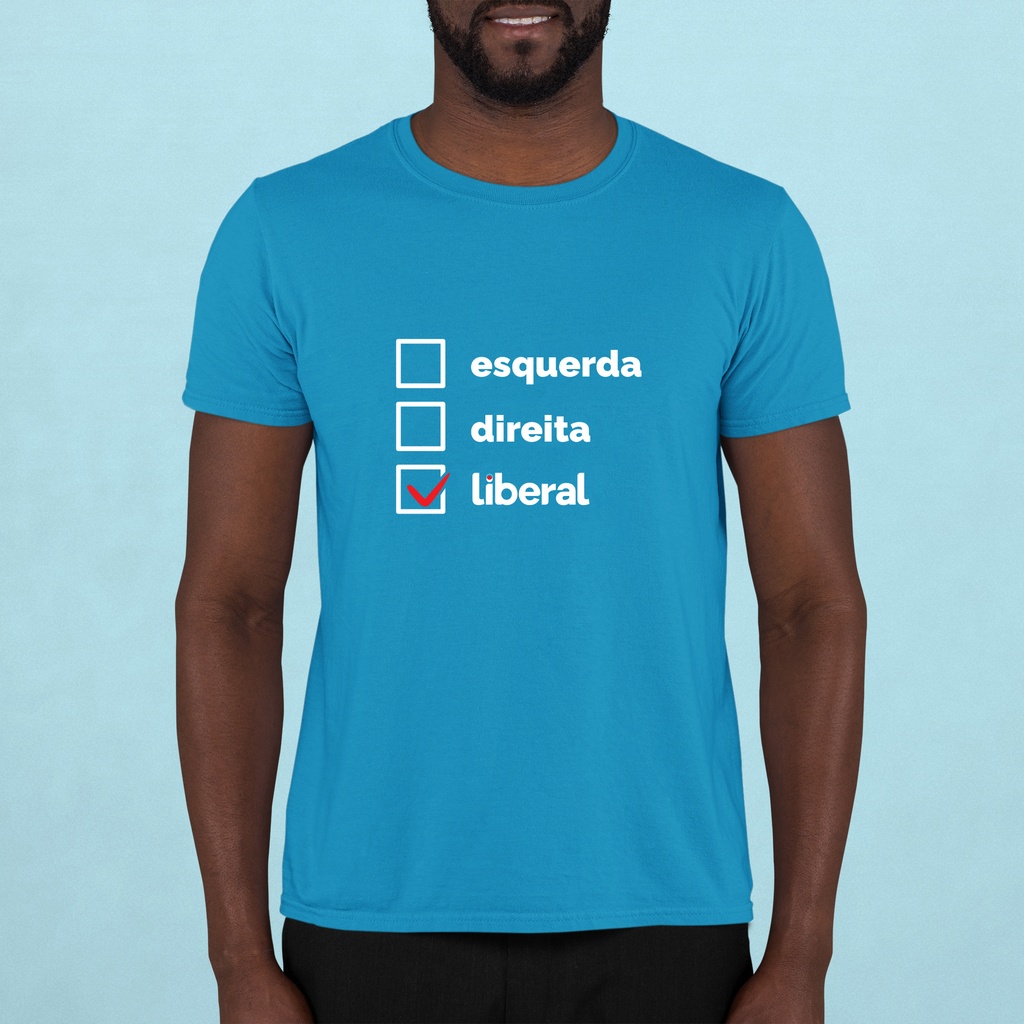 T-Shirt Temática - "Esquerda, Direita, Liberal"